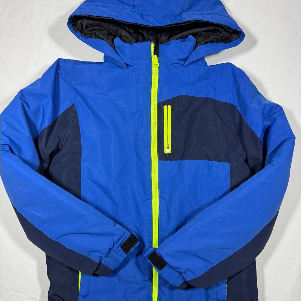Iceburg Outerwear Youth Hooded Winter Jacket Blue & Navy Zip Coat Size M 12/14